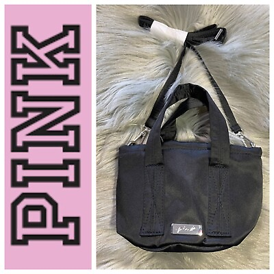 Victoria’s Secret PINK Black Mini Bucket Bag Crossbody Pouch Purse New $18.30