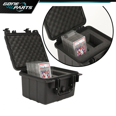 #ad 50CT Graded Card Storage Box Travel Waterproof Case Slab Holder amp;Protector Black