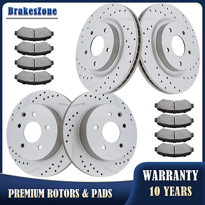 #ad Front and Rear Brake Rotors Pads Kit for Nissan Maxima Drilled Slotted Brakes