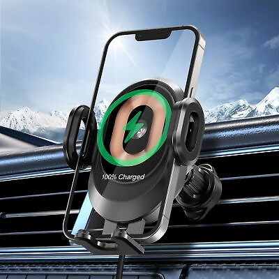 #ad Wireless Car Charger 15W Qi Fast Charging Auto Clamping Car Charger Phone Ho...