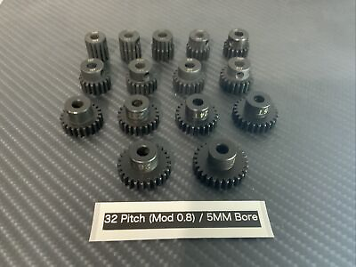 #ad Mod .8 32P 5mm Steel Pinion Gear 12 30T For 32 Pitch Spur Gear RC Car 5mm Motor