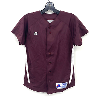 #ad Champion Prospect Full Button Jersey Maroon White BS20 Youth Medium YM
