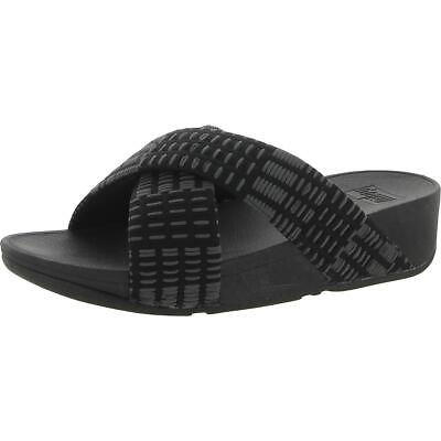 #ad Fitflop Womens Lulu Art Denim Slip On Comfort Wedge Sandals Shoes BHFO 8327