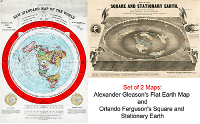 #ad 2 Flat Earth Maps: Ferguson#x27;s Square Stationary Earth AND Gleason#x27;s Standard Map