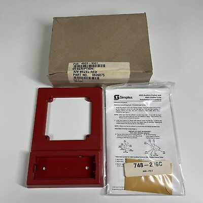 #ad Simplex 4903 9501 Fire Alarm Red Wall Mount Plate 0626075 For Audio Visual Units