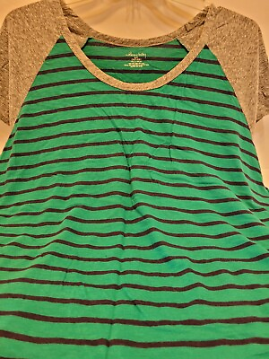 #ad Willow Bay green blue stripe shirt womans plus size 2X