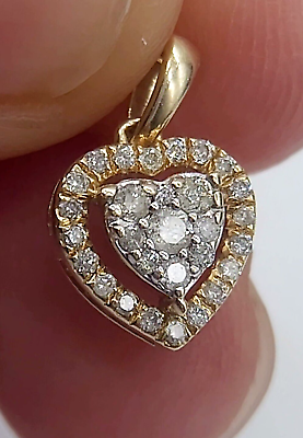 #ad 1.50 Ct Lab Created Round Cut Diamond Heart Shape Pendant 14k Yellow Gold Plated
