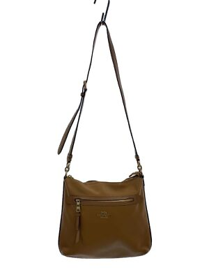 #ad Coach shoulder bag pebbled leather Brown F34823 Used