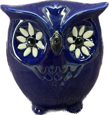 #ad Modern Ceramic Cute Dark Blue Owl Wise