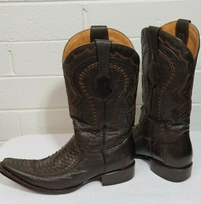 #ad MEN#x27;S WESTERN BOOTS CLASSIC PYTHON COWHIDE LEATHER SIZE 9.5 U.S.A