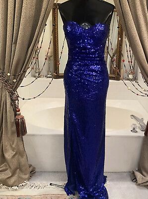 #ad Quiz Strapless Ruched Purple Sequins WOMENS Long Formal Gown EU36 US6 WOW