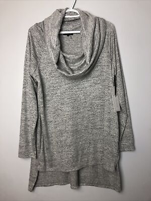 #ad NWT 1. State Heather Grey Long Sleeve Off Shoulder Cowl Neck Tunic Size Large