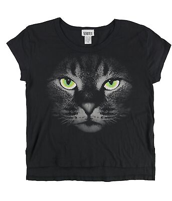 #ad Scratch Womens Cat Graphic T Shirt Black Small