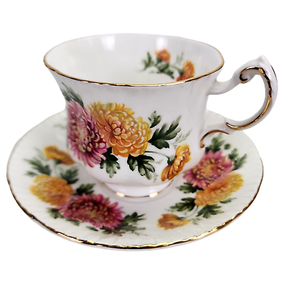 #ad Paragon Teacup Saucer Majesty the Queen China Cup Montrose Chrysanthemum English