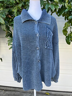 #ad Women Vintage America blue sweater cardigan long sleeves M