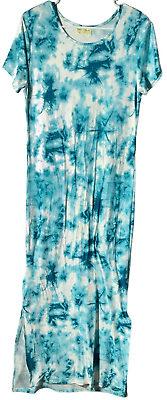 #ad Bobbie Brooks Womens short sleeve Tie Dye maxi dress 53quot; long size Medium M