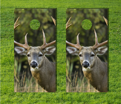 #ad Whitetail Deer Buck Hunting Antlers Cornhole Board Game Decal Wrap Laminated Bag