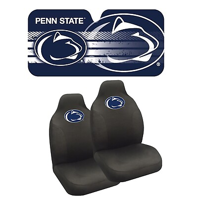 #ad NEW NCAA PENN STATE NITTANY LIONS 2PC Car Seat Covers amp; Windshield Sun Shade Set