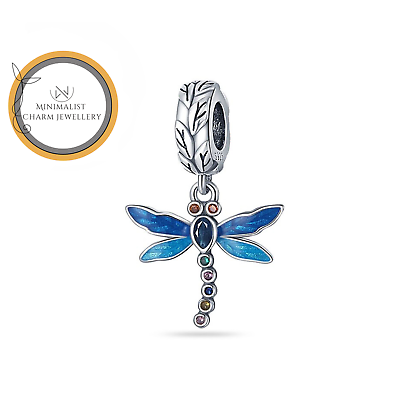 #ad Dragonfly Charm Animal Charm Silver Charm Colorful Animal Charm Women Gift