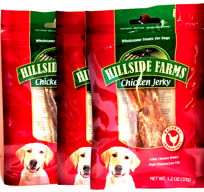 #ad Hillside Farms Chicken Jerky Treat For Dogs Real Chicken Lot of 3