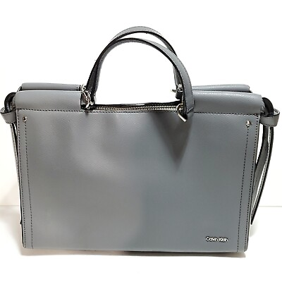#ad Calvin Klein Callie Gray Leather Knot Tote Hobo Handbag NO SHOULDER STRAP