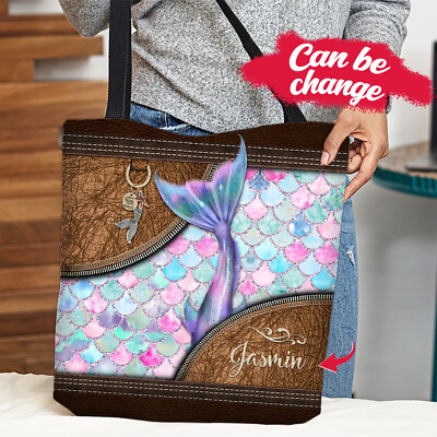 #ad Personalized Mermaid Tote Bag Custom Mermaid Shoulder Bag Sea Mermaid Handbag