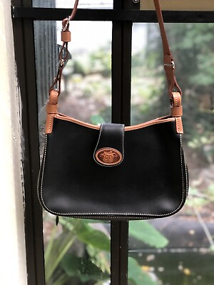 #ad Authentic Classic Vintage Dooney And Bourke Handbag Black Leather Brown Great