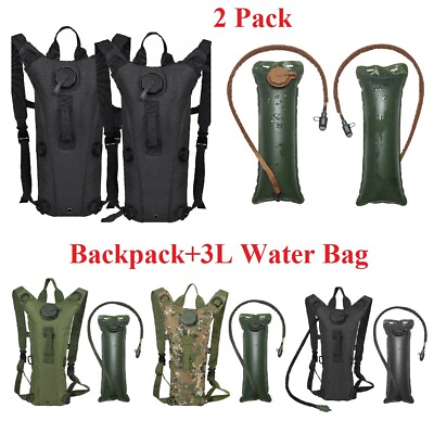 #ad 2pcs 3L Water Bladder Bag Hydration Backpack Pack Hiking Camping Cycling Outdoor
