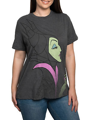 #ad Disney Women#x27;s Plus Size Maleficent T Shirt Villain Costume Tee Gray