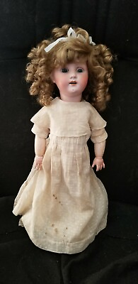 #ad ANTIQUE SFBJ MARKED FRENCH WOOD COMPOSITION DOLL BODY 250 BISQUE HEAD DOLL 19”