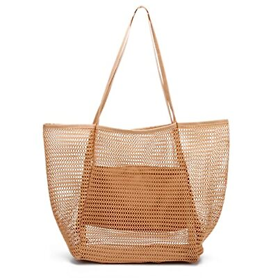 #ad Beach Bag Mesh Tote Bag Lightweight Foldable Beach Tote with Zipper Pocket fo...