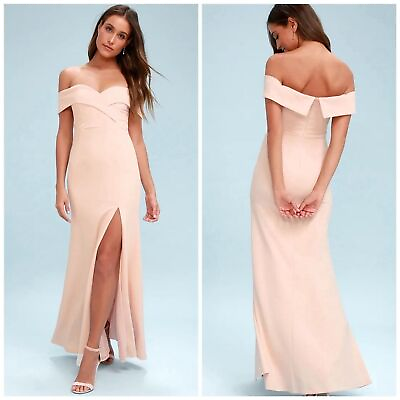 #ad LULUS blush pink Song of Love Off the Shoulder Maxi Dress formal gown