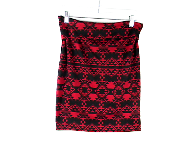 #ad LuLaRoe Cassie Skirt Small Pull On Yoga Waist Geometric Pattern Red and Black