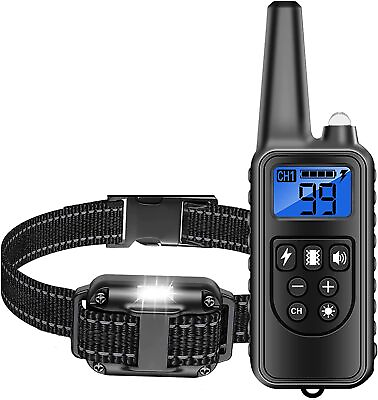 #ad 875 Yard Dog Training Collar Rechargeable Remote Shock Pet Trainer Waterproof