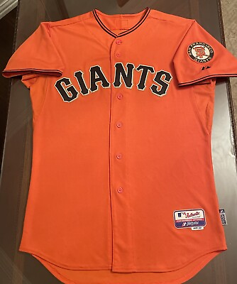 #ad San Francisco Giants Authentic On Field Majestic Alternate Orange Jersey 44 L