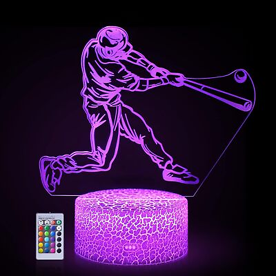 #ad Baseball 3D Night Light Lamp Illusion Effect Lights Kids Bedroom Decor Sleep Hel