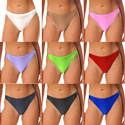 #ad US Women#x27;s Underwear High Cut Bikini Briefs Shiny Oil Glossy Panties Underpants