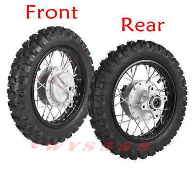 #ad 2.50 10 Front Rear Wheel Rim Drum Brake Tires Mini Motocross Dirt Pit Bike ATV