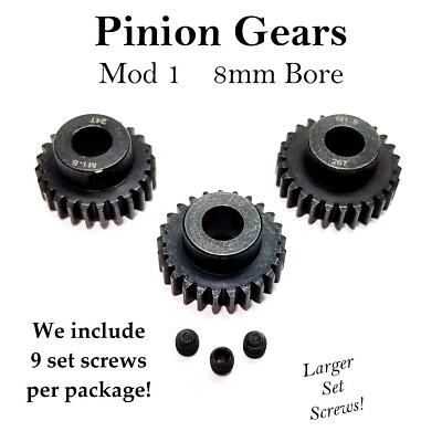 #ad RCP Pinion Gears Mod 1 8mm Bore Hardened Steel 13T 49T Bashing Speed Runs