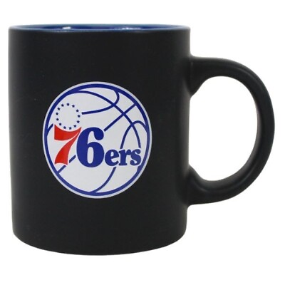 #ad NBA Philadelphia 76ers Basketball 14oz Ceramic 2Tone Black Matte Series Mug