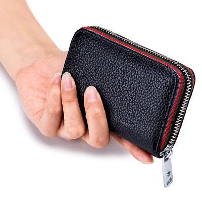 #ad RIFD Blocking Men Leather Zipper Wallet Small Credit Card Holder Coin Purse US