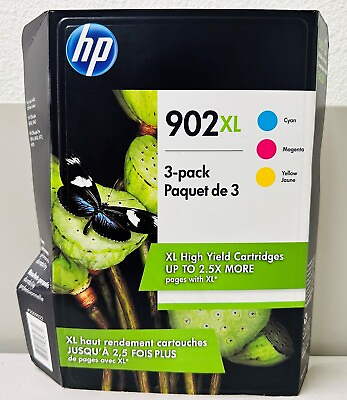 #ad New Genuine HP 902XL Color 3PK Ink Cartridges Box OfficeJet Pro 6954 6968