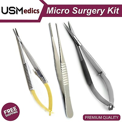 #ad Micro Suture Microsurgery Castroviejo DeBakey Pliers Noyes Scissors NEW BEADEN®
