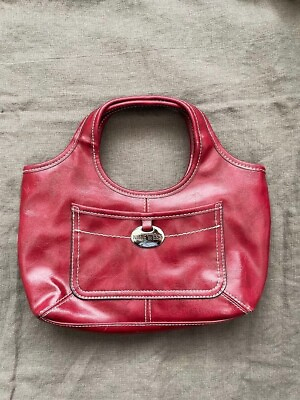 #ad Y2K Vintage Nine West Leather Red Mini Bag 90s
