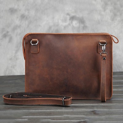 #ad Retro Mens Business Real Leather Handbag Messenger Shoulder Bag Purses Portfolio