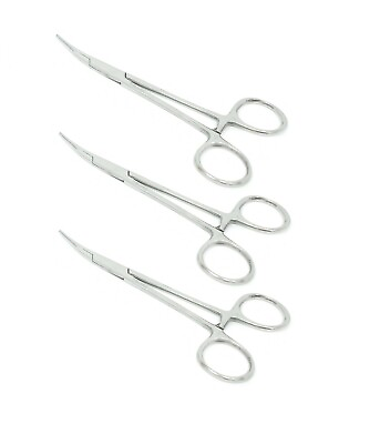 #ad 3 Premium Mosquito Locking Hemostat Forceps 5quot; Curved For Surgical amp; Dental Use