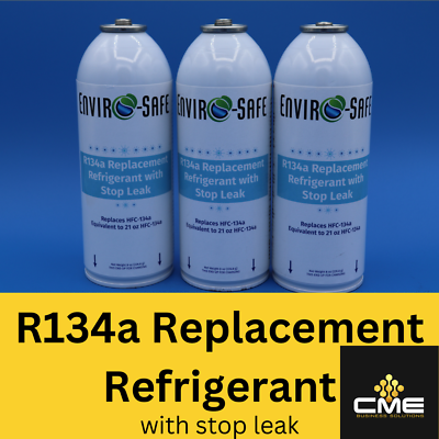 #ad Envirosafe Auto AC R134a Replacement Refrigerant w Stop Leak 3 cans
