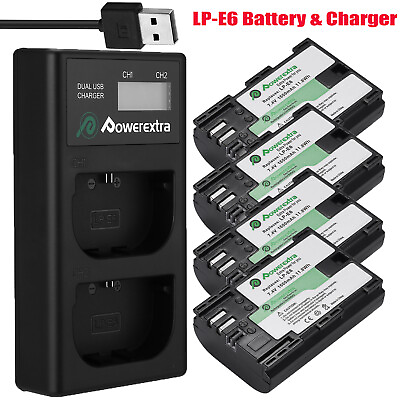 #ad LP E6 Battery Dual Charger for Canon EOS 80D 6D 7D 70D 60D 5DS R Mark II III IV