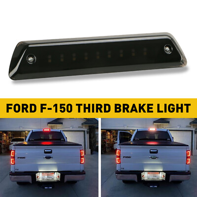 #ad For 09 14 3RD F150 FORD Third Brake Cargo Light Lamp Smoked LED Red White AUXITO