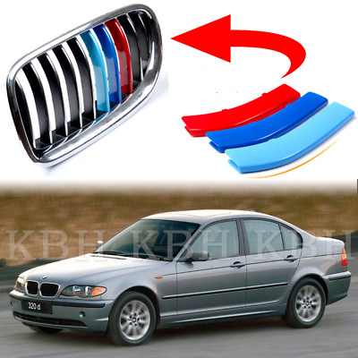 #ad Fits BMW 3 Series E46 1997 2001 Kidney Grille Grill M Color Cover Stripe Clip